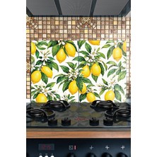 Reflexa Ocak Arkası Cam Koruyucu – Limon Desen Isıya Dayanıklı Dekoratif Cam Panel 40 x 30 cm * 2 Adet