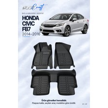 Otocraft Honda Civic Fb7 (2014-2016) Araca Özel Deluxrider Lüks Havuzlu Paspas Tam Set 3 Parça