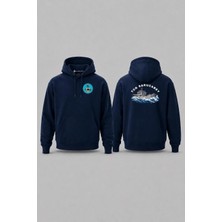 Bahriyeli Collection Kapüşonlu Tcg Sarucabey Dalgalar Arası Tasarım Cep ve Sırt Baskılı Unisex Sweatshirt