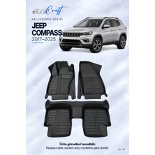 Otocraft Jeep Compass (2017-2025) Araca Özel Deluxrider Lüks Havuzlu Paspas Tam Set 3 Parça