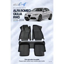 Otocraft Alfa Romeo Giulia Rwd (2016-2026) Araca Özel Deluxrider Lüks Havuzlu Paspas Tam Set 3 Parça
