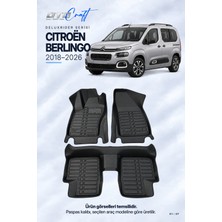 Otocraft Citroën Berlingo (2018-2026) Araca Özel Deluxrider Lüks Havuzlu Paspas Tam Set 3 Parça