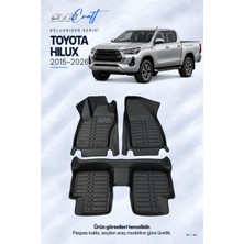 Otocraft Toyota Hilux (2015-2026) Araca Özel Deluxrider Lüks Havuzlu Paspas Tam Set 3 Parça