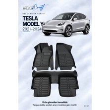 Otocraft Tesla Model Y (2021-2024) Araca Özel Deluxrider Lüks Havuzlu Paspas Tam Set 3 Parça