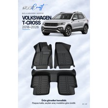 Otocraft Volkswagen T-Cross (2018-2026) Araca Özel Deluxrider Lüks Havuzlu Paspas Tam Set 3 Parça