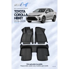 Otocraft Toyota Corolla Hibrit (2019-2026) Araca Özel Deluxrider Lüks Havuzlu Paspas Tam Set 3 Parça