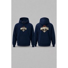 Bahriyeli Collection Kapüşonlu Bahriyeli Ay Yıldız ve Yazılı Tasarım Göğüs ve Sırt Baskılı Unisex Sweatshirt