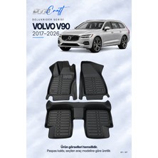Otocraft Volvo V90 (2017-2026) Araca Özel Deluxrider Lüks Havuzlu Paspas Tam Set 3 Parça