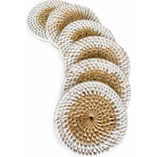 Yuvarlak El Yapımı Rattan Bardak Altlığı 6’lı