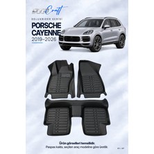 Otocraft Porsche Cayenne (2019-2026) Araca Özel Deluxrider Lüks Havuzlu Paspas Tam Set 3 Parça