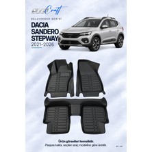 Otocraft Dacia Sandero Stepway (2021-2026) Araca Özel Deluxrider Lüks Havuzlu Paspas Tam Set 3 Parça