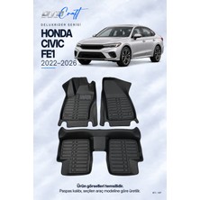 Otocraft Honda Civic Fe1 (2022-2026) Araca Özel Deluxrider Lüks Havuzlu Paspas Tam Set 3 Parça