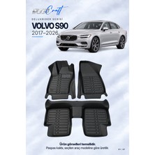Otocraft Volvo S90 (2017-2026) Araca Özel Deluxrider Lüks Havuzlu Paspas Tam Set 3 Parça