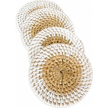 Yuvarlak El Yapımı Rattan Bardak Altlığı 4’lü
