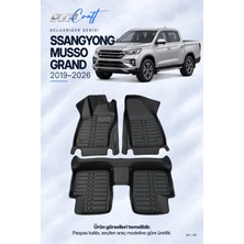 Otocraft Ssangyong Musso Grand (2019-2026) Araca Özel Deluxrider Lüks Havuzlu Paspas Tam Set 3 Parça