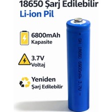BURADABULDUN 18650 Li-Ion Şarjlı Pil 3.7V 6800 Mah | El Feneri, Şarjlı Oyuncak ve Elektronik Cihaz Pili