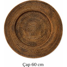 El Yapımı Doğal Rattan Dekoratif Duvar Tabağı - 60 cm