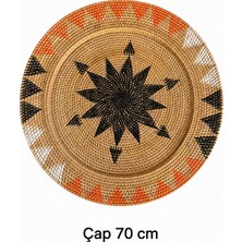 El Yapımı Doğal Rattan Dekoratif Duvar Tabağı - 70 cm
