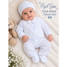 Sönmez Bebe Özel Gün Erkek Bebek Yelekli Tulum Seti Düğme Detaylı Yenidoğan Mevlüt Takımı Bebek Hediyelik