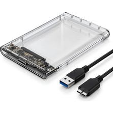Laptify 2.5 Inç Hdd/ssd Şeffaf Hardisk Kutusu, USB 3.0 Sata I Iı Iıı, Uasp Destekli, 5gbps Aktarım Hızı, 2tb'e Kadar Destek