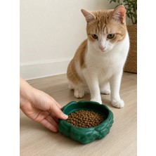 Vuralsin38 Eko Form Model Beton Kedi Köpek Mama ve Su Kabı (16CM*16CM*5.5CM) - Yeşil