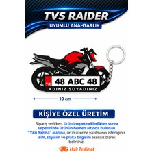 KIZILAKŞAM Tvs Raider Kırmızı Motosiklet Uyumlu Kişiye Özel Hediyelik Motor Plaka Anahtarlık