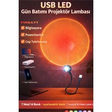 USB LED Sunset Gün Batımı Projektör Lambası | 7 Mod 14 Renk Ayarlanabilir Ambiyans Işığı Sunset Lamba
