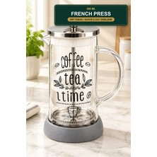 Viracasa French Press 350 ml Gri Taban Cam Kahve ve Çay Demleme Presi Çelik Süzgeçli Filtre Kahve Ma