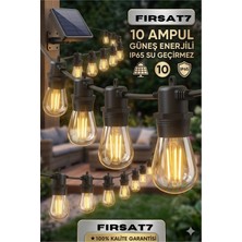 Güneş Enerjili Solar 10 Ampullu LED Bahçe Aydınlatması 5 Metre 10 Duylu IP65 Su Gecirmez Dekoratif Bahce Balkon Teras Kordon LED Işık Solar