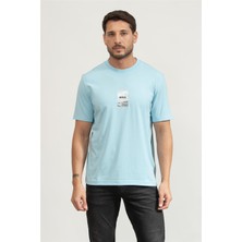 Boss Tee Photoprint Men's Crew Neck T-Shirt Blue