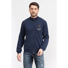 Ea7 Men's Zip-Up Sweatshirt Blue