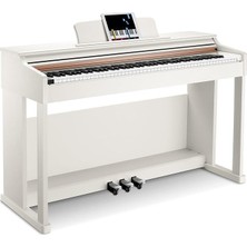 Digial Piano 88 Tuş Ağırlıklı DDP-100 88 Tuş Ağırlıklı Aksiyon Dijital Piyano, Başlangıç Klavyesi Piyano Paketi, Mobilya Standlı, Güç Adaptörü, Beyaz