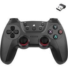2.4g Kablosuz Oyun Kolu Pc Uyumlu Pilli Joystick Wireless Gamepad Hassas Trigger Kaymaz Tasarım G2.4g (Siyah)