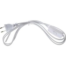 2 Metre Anahtarlı Fişli Hazır Kablo Beyaz 0.50 mm – Abajur, Aplik, Tuz Lambası ve LED Trafo Uyumlu Elektrik Kablosu