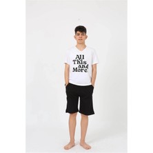 Çamaşır Kenti Erkek Genç Garson Boy Kısa Kol Beyaz Penye Şortlu Pijama Takımı