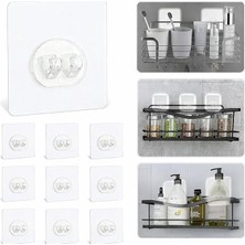 Kendinden Yapışkanlı Askı 10’lu Set – Güçlü Vakum Duvar Askısı, Su Geçirmez Banyo & Mutfak Askılığı, Delme Gerektirmeyen Raf ve Havlu Askısı, Fayans Cam Için Şeffaf Yapışkan Askı