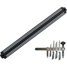 Efnaz Style Mutfak Duvarına Monte Mıknatıslı Geniş Bıçak Tutucu Stand - 55 cm - Siyah - Paslanmaz Çelik