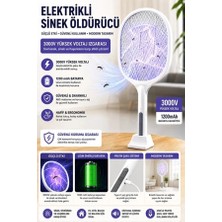 Efnaz Style Şarjlı Sinek Öldürücü Sivrisinek Raketi Elektrikli Karasinek Haşere Kovucu Mor Işıklı Sineklik Aleti
