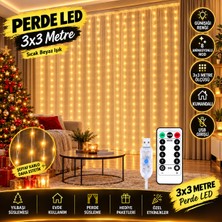 MixmioLife Perde LED Işık 3x3 Metre Günışığı 8 Modlu Kumandalı USB LED Perde Süsleme Dekoratif