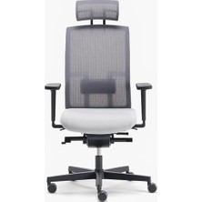 Too Fluid Motion Plus® Başlıklı Siyah Çalışma Koltuğu (Açık Gri)