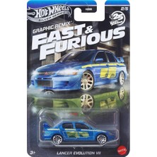 Merfi Store Wheels Fast And Furious Graphic Remix Auto Lancer Evolutıon Vıı - Model Cast Ölçek 1:64 - Uzunluk