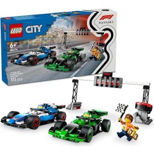City Vcarb ve Sauber Yarış Arabalı F1 Gridi Oyuncak Araç Seti 60474-6 Yaş ve Üzeri Kız ve Erkek Çocuklar Için F1 Araba Oyuncağı ve 2 Sürücü Minifigürü Içeren Araç Seti, Hediye Fikri (313 Parça)