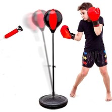 Merfi Store Çocuk Boks Standı Refleks Topu Boks Seti Eldiven Hediye 90 X120 cm Siyah-Kırmızı, LYT11290120TY