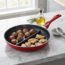 Merfi Store Redio Cingöz Tava - Yanmaz Yapışmaz Kırmızı Pankek, Krep ve Yumurta Tavası (30 Cm)