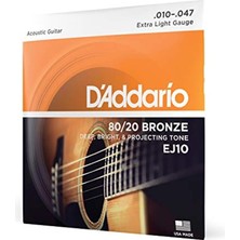 Merfi Store EJ10 Akustik Gitar Tel Seti, 80/20 Bronze, Extra Light