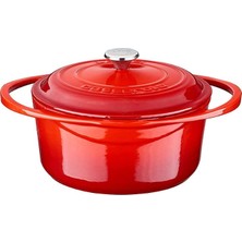 Merfi Store Metal Heritage Serisi - Döküm Tencere, Yuvarlak, 20 Cm, Kırmızı