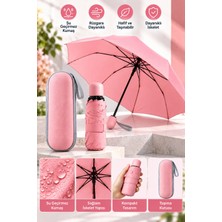 TeknoKapsül Şık Pembe Kapsül Şemsiye Kompakt Boyut Koruyucu Kılıf ve Pratik Kullanım