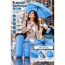 TeknoKapsül Çantanızda Kolayca Taşıyabileceğiniz Mavi Kapsül Şemsiye Hafif ve Pratik Kullanım