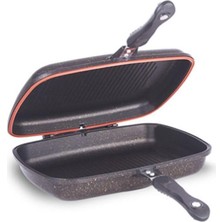 Merfi Store Granit 36 cm Çift Taraflı Balık Tavası Siyah