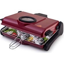 Merfi Store AB661 1200 W Bordo Elektrikli Izgara, Kokusuz ve Dumansız Mangal, Barbekü